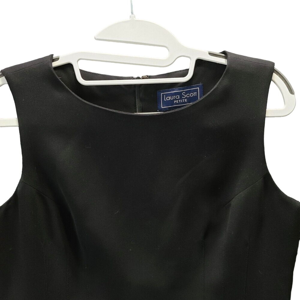 Laura Scott Petites Womens Sheath Dress Black 6P 100% Polyester Sleeveless 31.5"